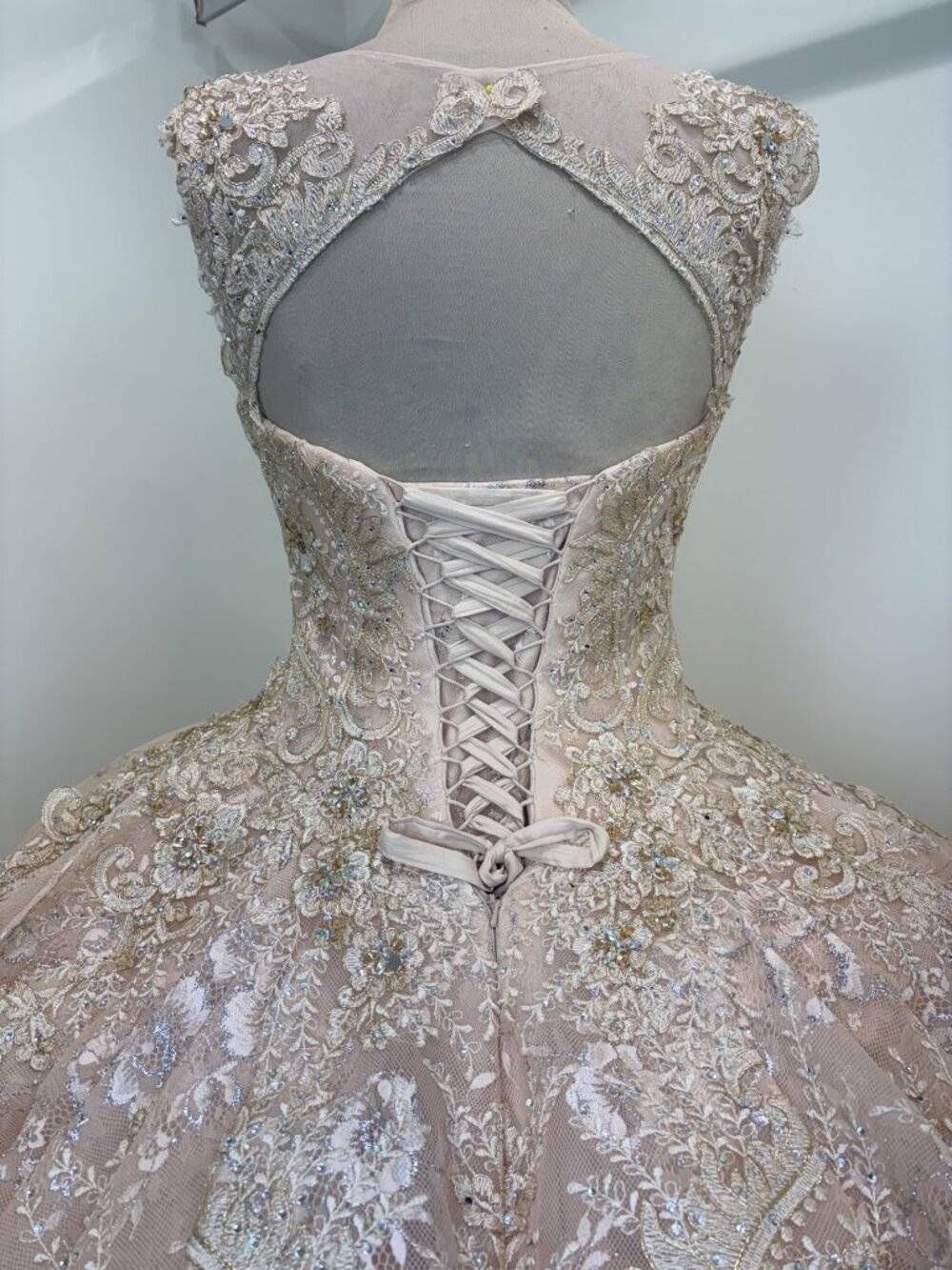 ✨ LUXURY FOR LESS! Mon Cheri Princesa PR12002 Quinceañera Dress Champagne-Size 8 - Picture 5 of 7